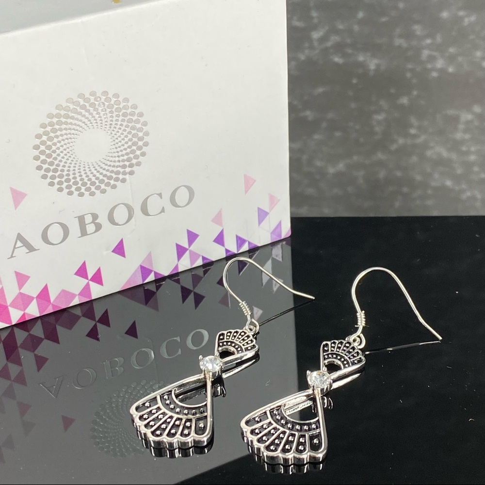 NWT Aoboco 925 Sterling Silver Dangle Rhinestone Earrings Southwestern